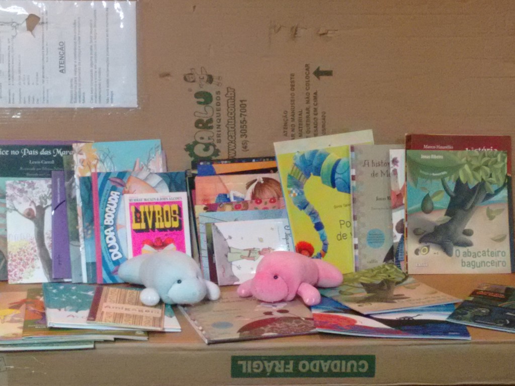 Cantinhos e livros doados pela Rede Ler e Compartilhar ao novo espaço de leitura que funcionará em breve na Associação do Peixe-Boi de Porto de Pedras